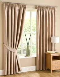 Beige curtains for bedroom design