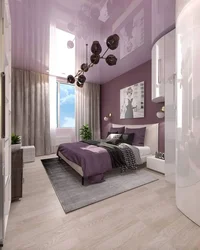 Photo of a bedroom in lilac color