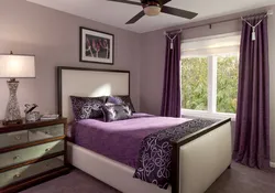 Photo of a bedroom in lilac color
