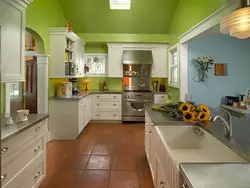 Сочетание оливы в интерьере кухни