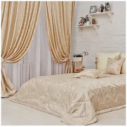 Bedroom curtains and bedspread in the same style photo