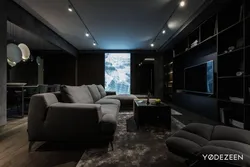 Black ceiling living room photo