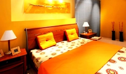 Orange color in the bedroom photo