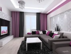 Living room design in purple tones photo design