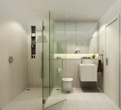 Bathroom interior with bath and shower