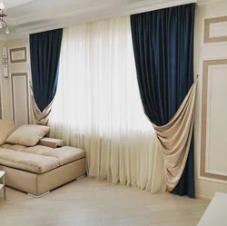 Дизайн интерьера шторы в гостиную в современном стиле