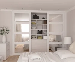 Design of wardrobes for a bedroom in an apartment photo