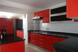 Kitchen black and red photo walls