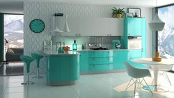 Дизайн кухни голубые стены