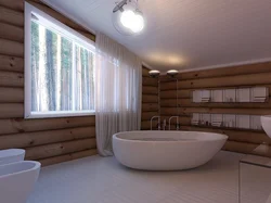 Bathtub in a wooden house design