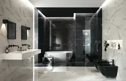 Фарфордан жасалған заманауи ванна бөлмесінің интерьері