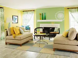 Combination of green in the living room interior photo