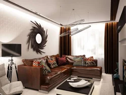 Modern living room in brown tones photo