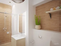 Bathroom with wood elements photo