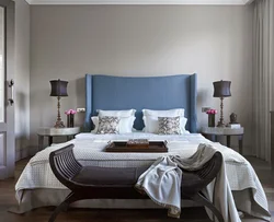 Сине серый дизайн спальни