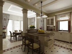 Living room combined with kitchen in a country house photo