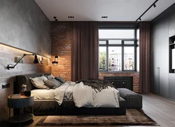 Bedroom design photo in modern loft style