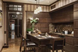 Kitchen interior with brown facades