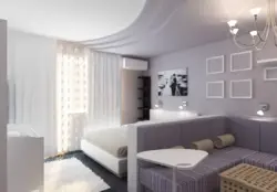 Design of a bedroom with a living room two in one 18 m photo