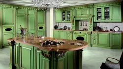 Дизайн кухни в зеленом тоне фото