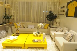 Желтая гостиная в интерьере фото