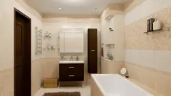 Дизайн ванна в бежевых цветах плитка