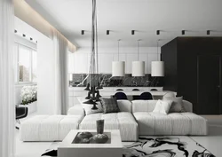 Living room in black and white colors photo