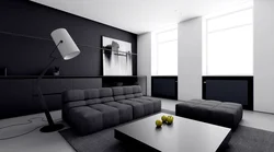 Living room in black and white colors photo