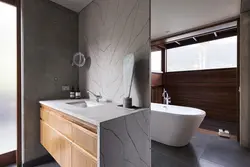 Concrete and wood in the bathroom interior