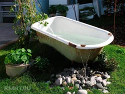Bathtub In A Summer Cottage Photo