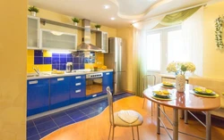 Blue yellow kitchen design