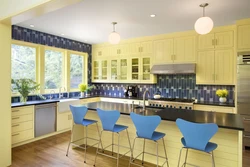 Blue yellow kitchen design