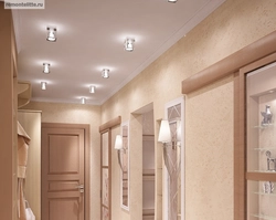 Photo of suspended ceilings with lighting in the hallway