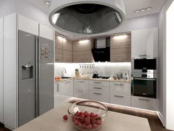 Kitchen 12 sq m design photo in light colors