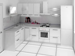 Дизайн угловой кухни белого цвета