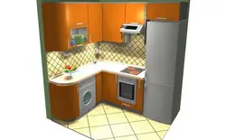 Corner kitchens with sink and refrigerator photo