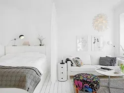 Skandinaviya üslubunda qonaq otağının yataq otağı dizaynı