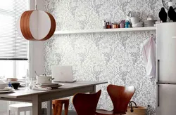 Non-woven wallpaper in the kitchen interior