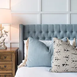 Interior with blue bed bedroom photo