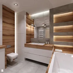 Ванная комната дизайн плитка под дерево и бетон