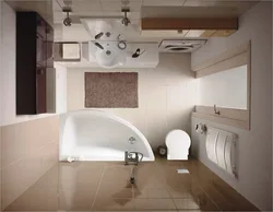 Design of a toilet combined with a corner bath