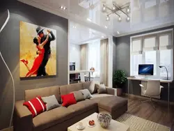 Paintings by artists in the living room interior