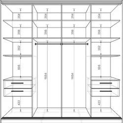 Built-in wardrobe in the hallway drawings and diagrams photos