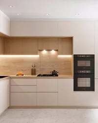 Кухня Угловая Дизайн С Холодильником В Светлых Тонах