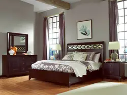 Wallpaper For A Bedroom With Brown Furniture Photo