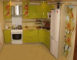 Кухня угловая дизайн с холодильником фото мойка в углу