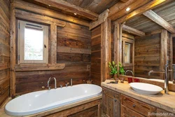 Bathtub In An Apartment Made Of Wood Photo