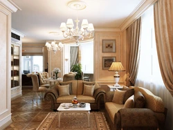 Интерьер гостиной с темной мебелью в классическом стиле фото квартире