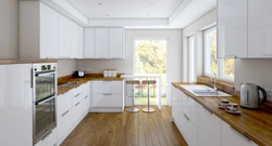 White kitchen interior with white countertop