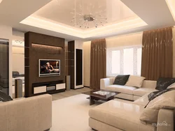 Beige-brown living room interior